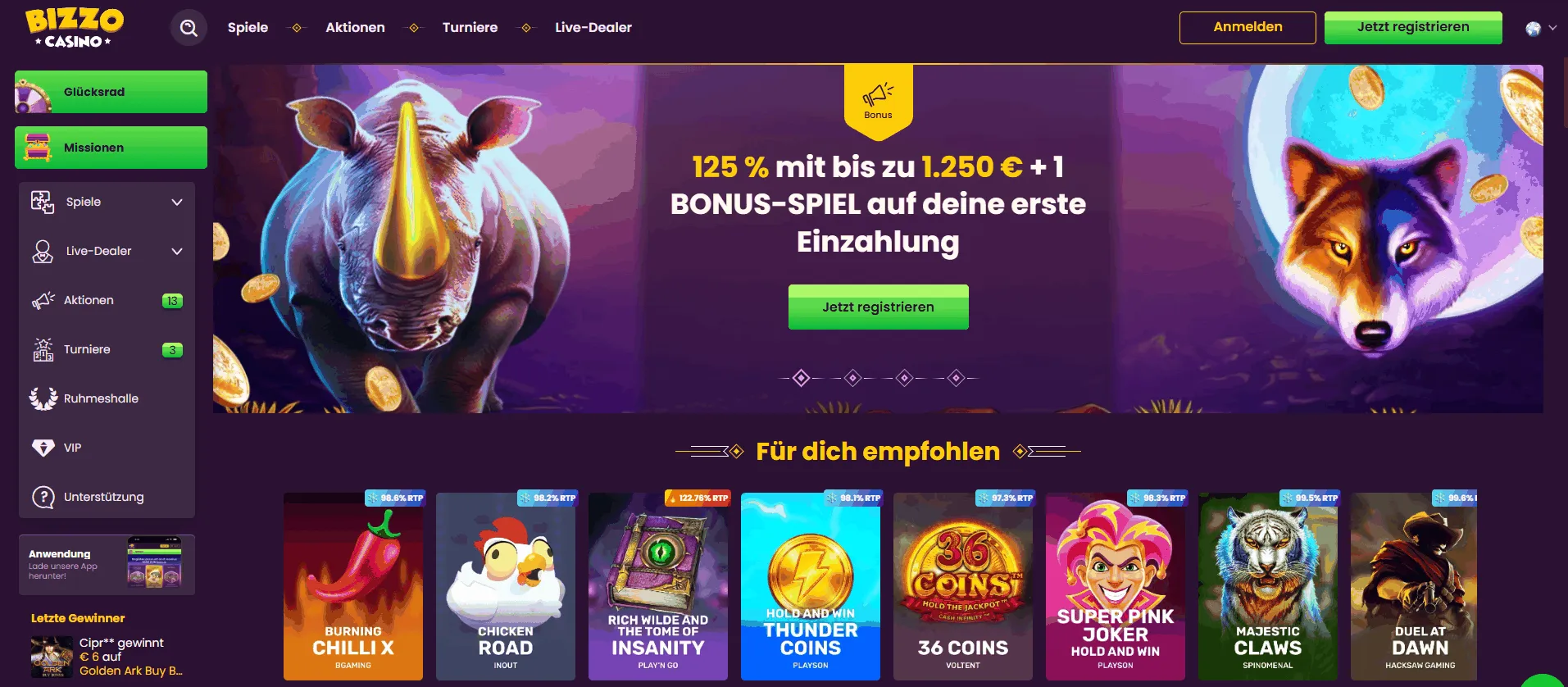 Online Casino ohne OASIS Bizzo